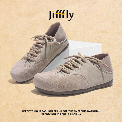 Jifffly勃肯鞋女2025新款秋冬两穿平底复古德训鞋懒人一脚蹬单鞋