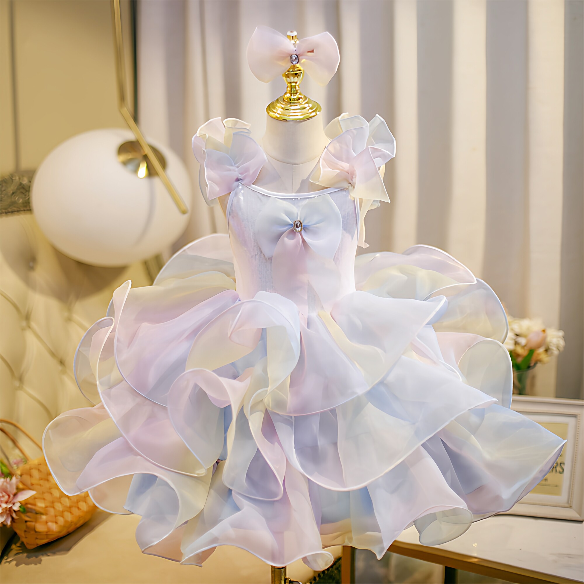 新款六一儿童蓬蓬裙演出服幼儿园舞蹈表演服女童公主纱裙舞台演出