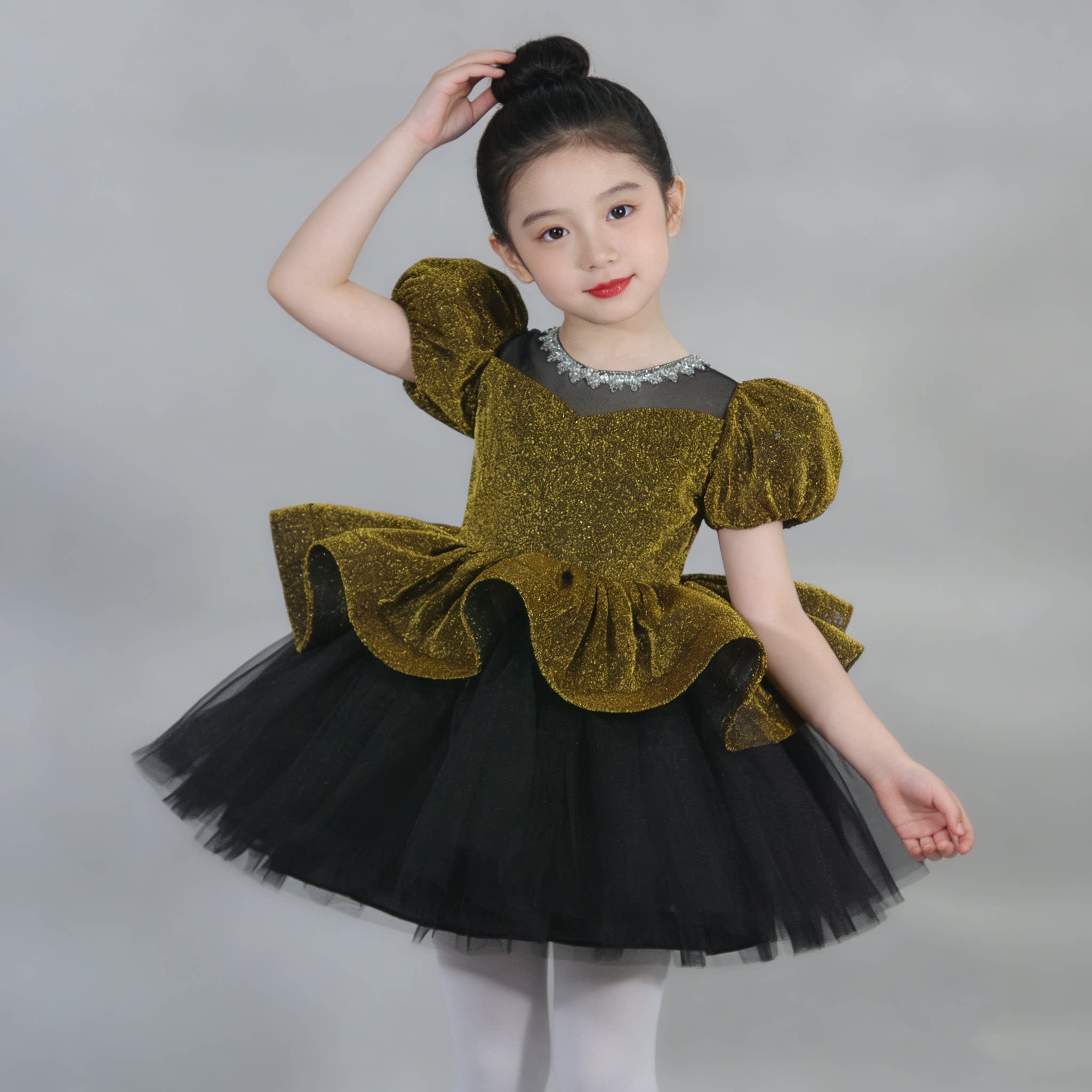 六一儿童蓬蓬裙演出服女童可爱舞蹈服幼儿园跳舞表演服纱裙公主裙