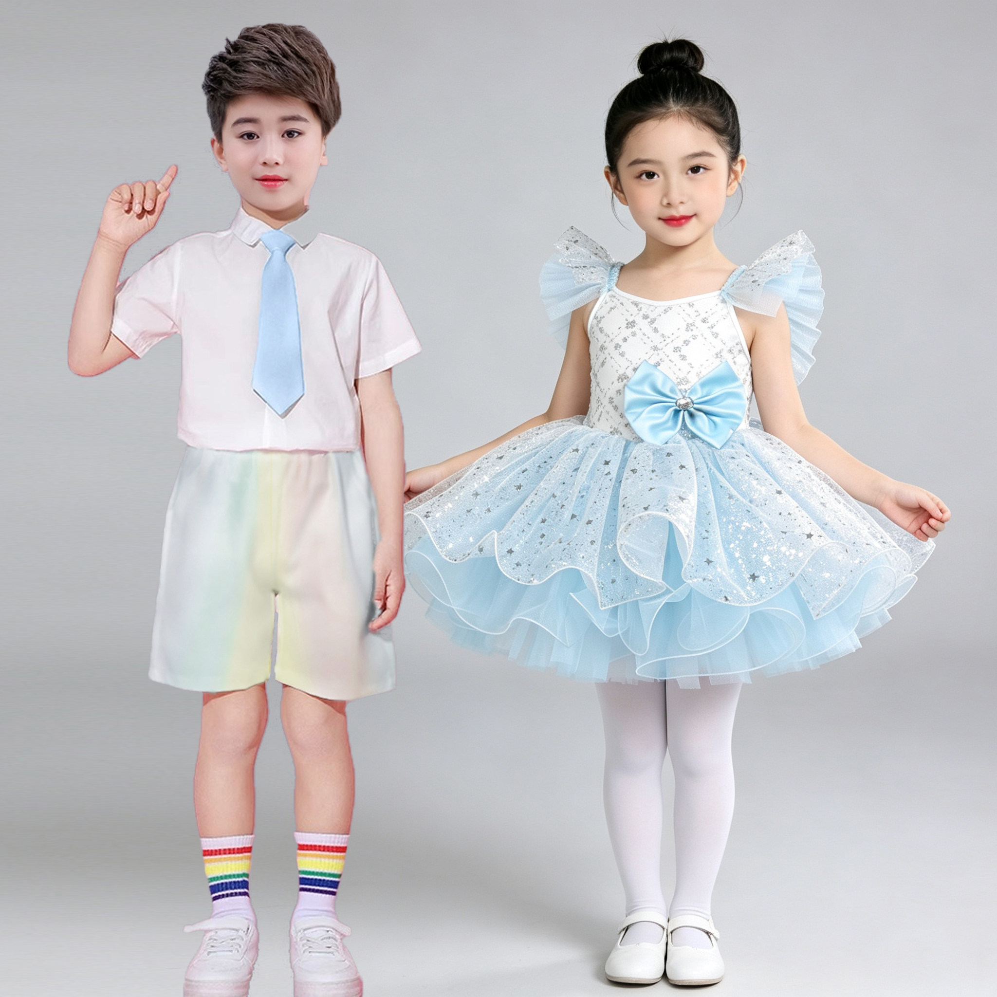 六一儿童可爱公主裙演出服幼儿园亮片蓬蓬裙主持人舞蹈表演服女童