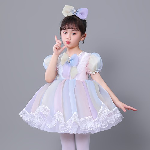 六一儿童蓬蓬裙演出服幼儿园舞蹈表演服亮片公主裙主持人纱裙女童