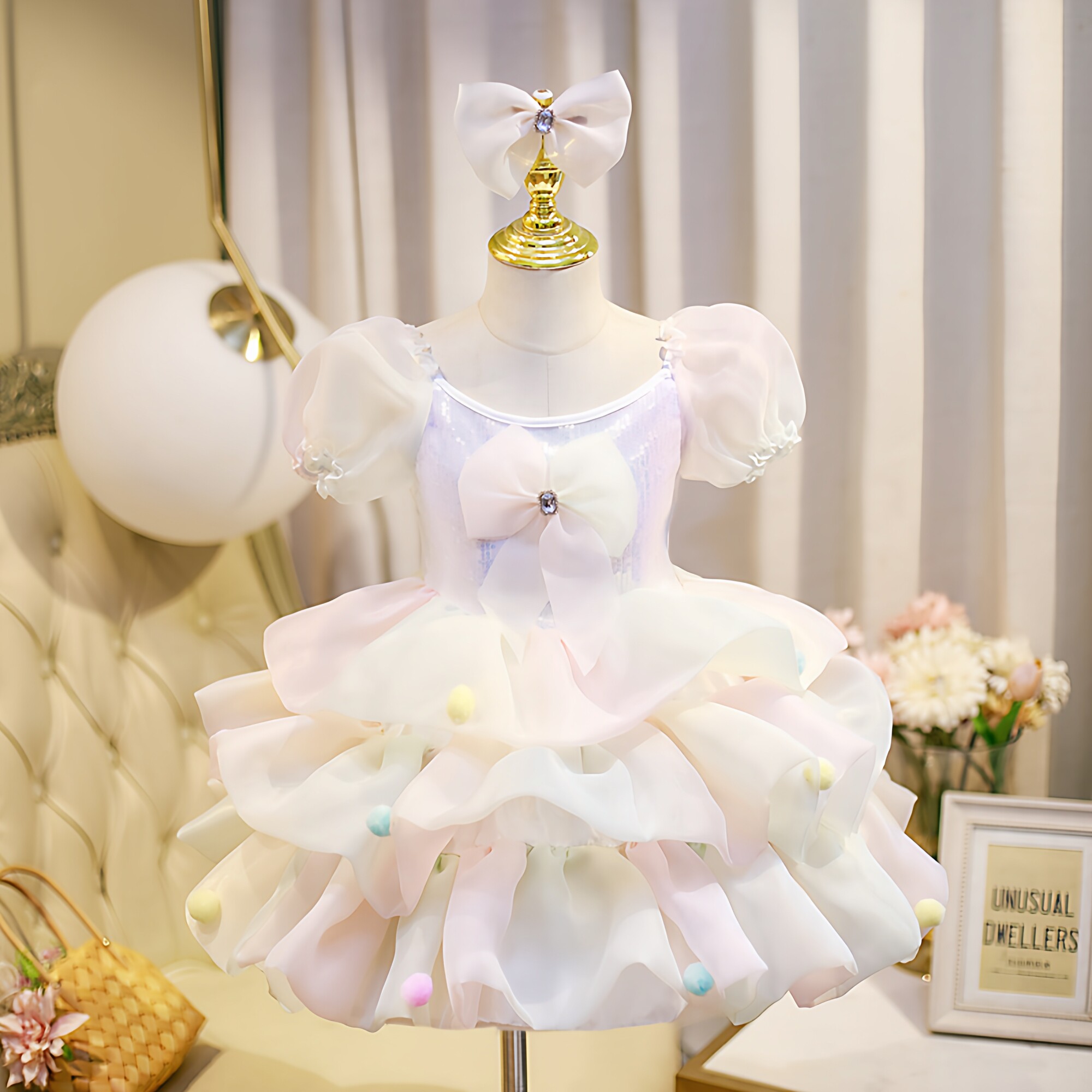 新款六一儿童蓬蓬裙演出服幼儿园舞台表演服公主裙纱裙舞蹈服女童