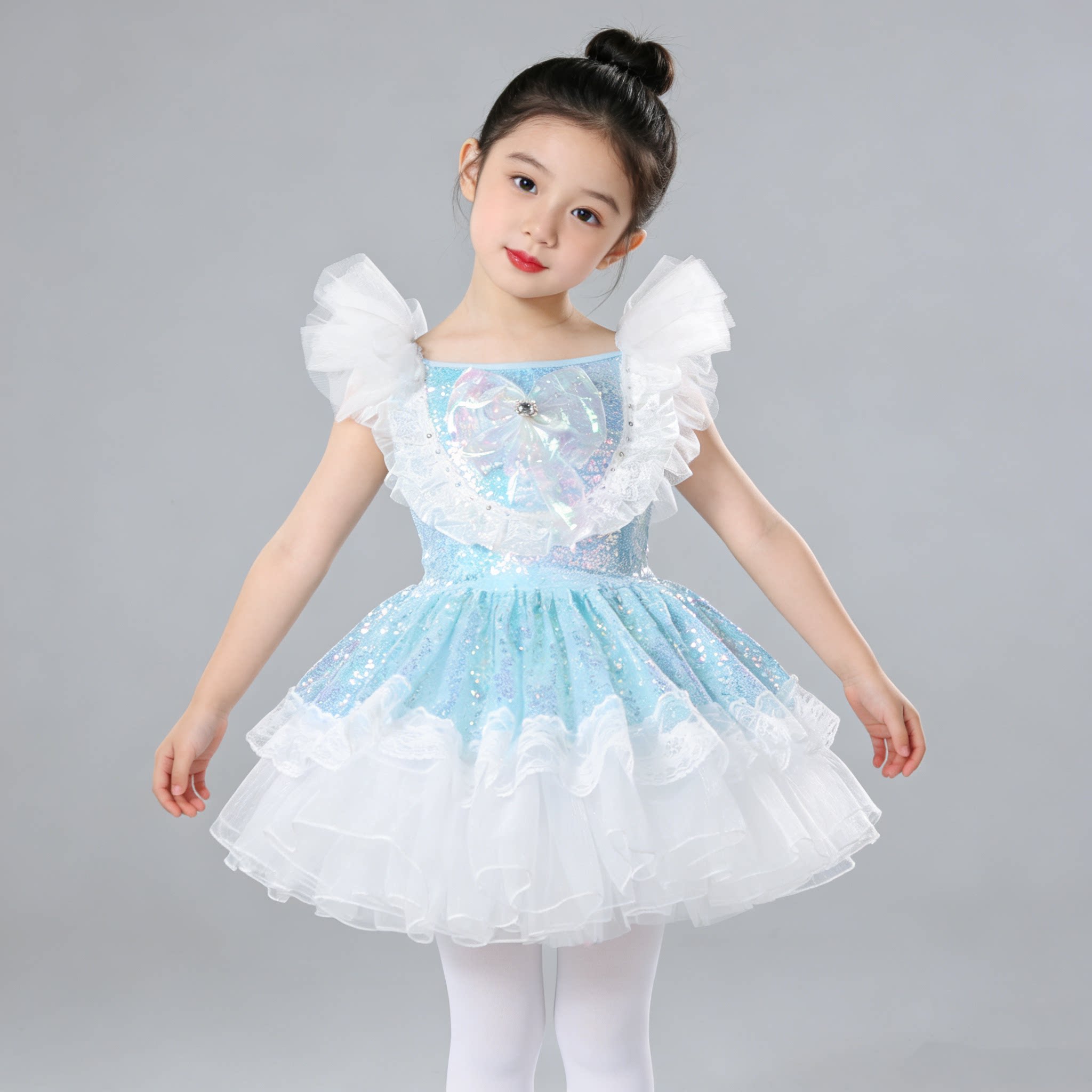六一儿童蓬蓬裙演出服女童可爱舞蹈服幼儿园亮片表演服公主裙纱裙