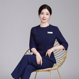 韩式中袖美容院工作服女气质美容师足浴足疗spa按摩技师工作服夏