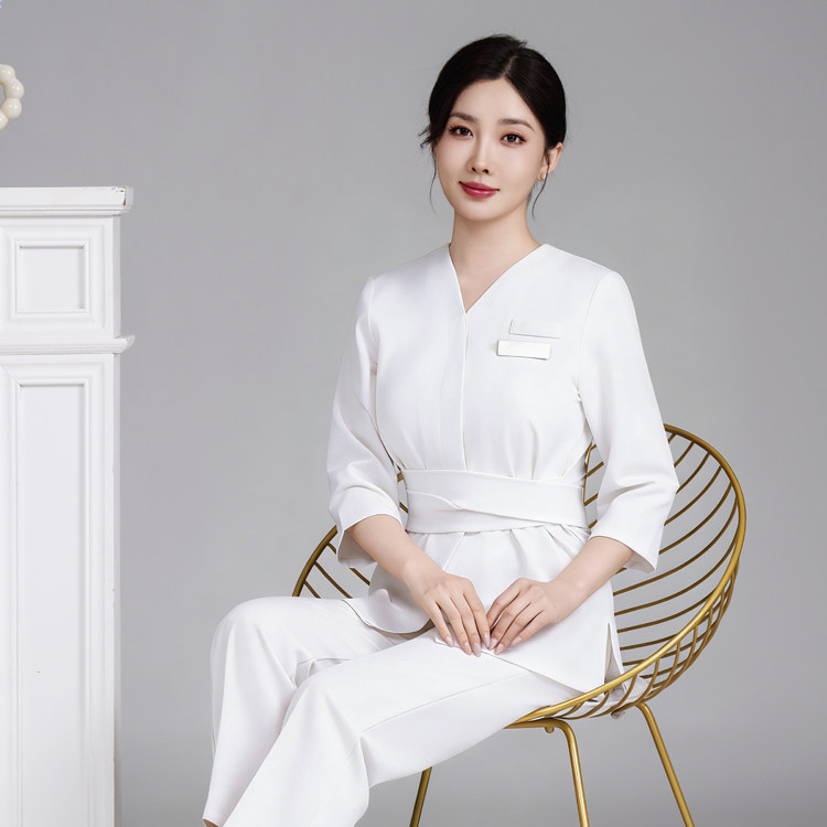 韩版美容院工作服女美容师高端养生SPA美甲纹绣皮肤管理工服套装