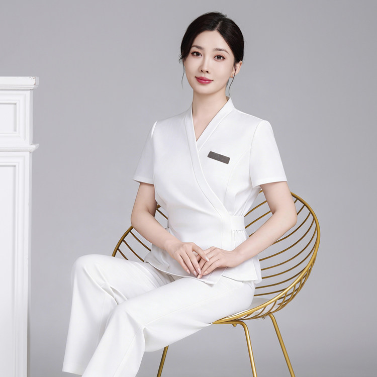 美业美容院工作服女套装美容师皮肤管理师医美短袖SPA减龄技师服