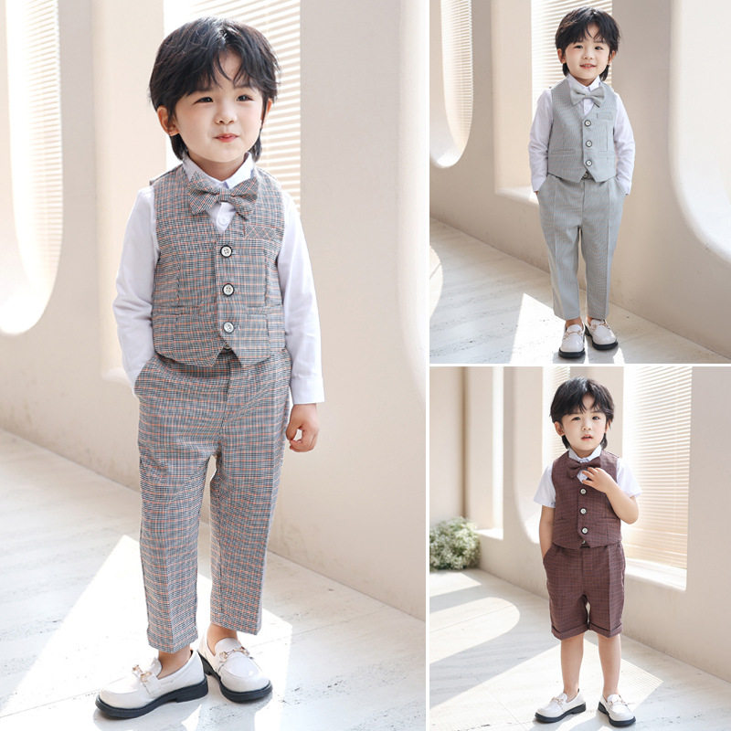 男童礼服夏季男孩主持人小西装套装帅气花童正装六一儿童表演出服
