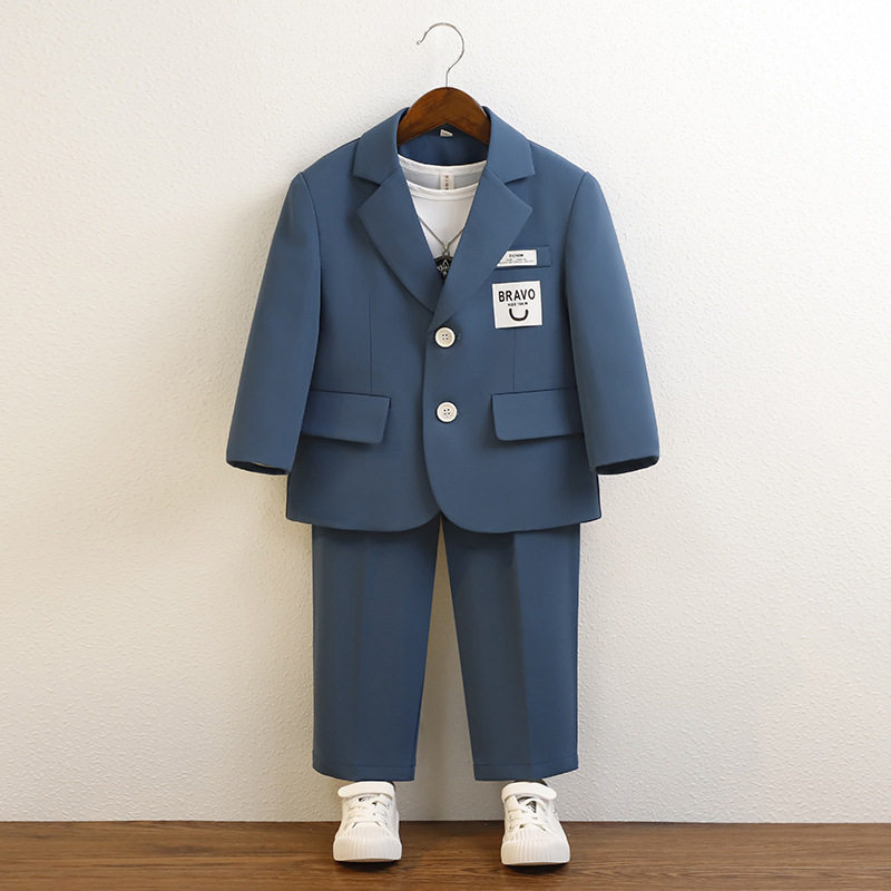 儿童西装男童春夏休闲西服套装宝宝周岁生日婚礼服小童摄影演出服