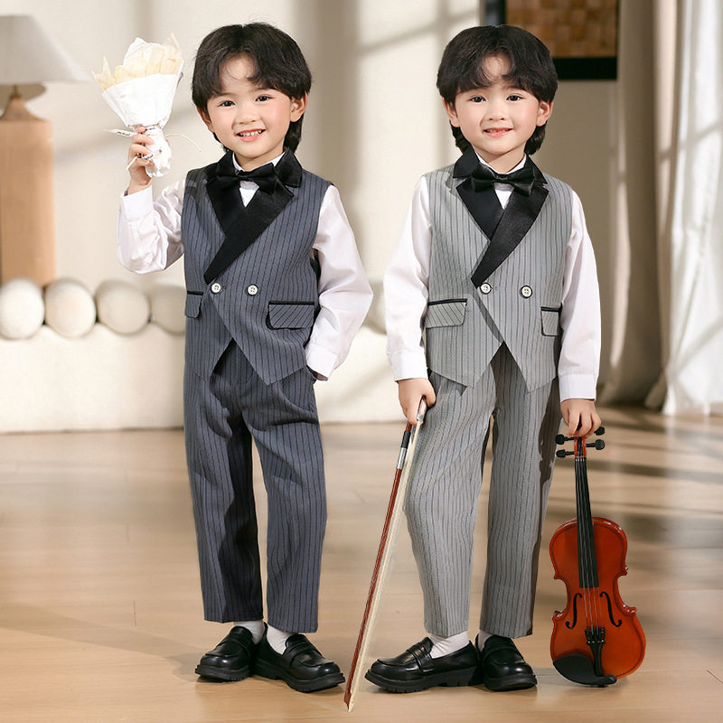 儿童马甲套装春夏新款英伦绅士花童演出服男宝宝周岁生日宴会礼服