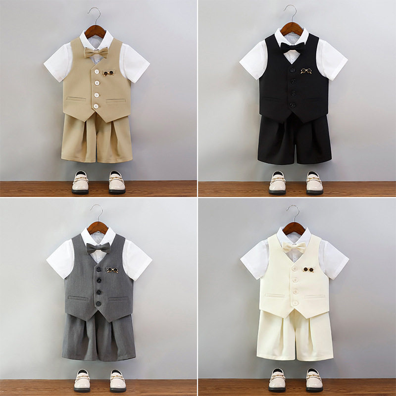儿童西装礼服夏季新款韩版时尚马甲套装男童六一活动主持演出服装