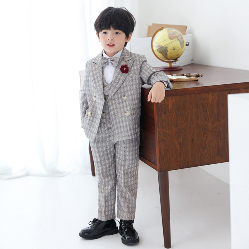 男童西装套装英伦绅士花童礼服宝宝周岁生日摄影服班级毕业演出服