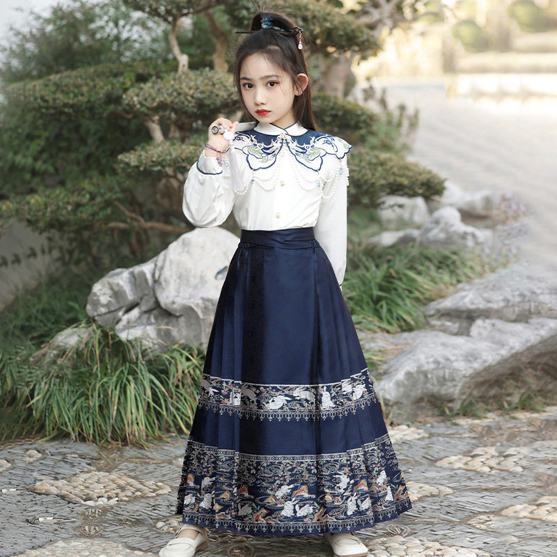 女女童马面裙套装古装演出服唐装