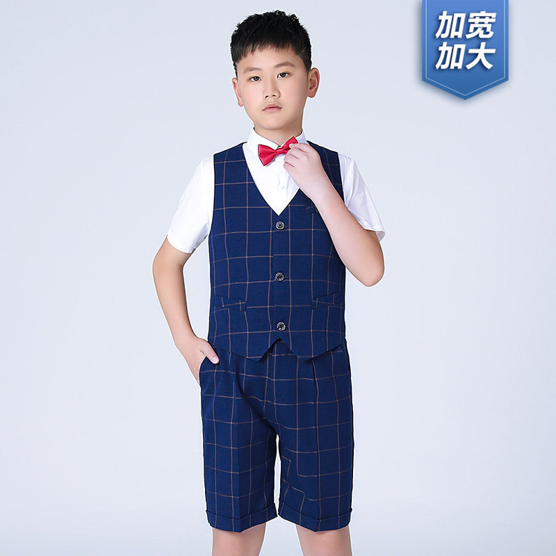 胖童大码礼服套装男大童加肥加大春夏花童小西装钢琴主持演出服装