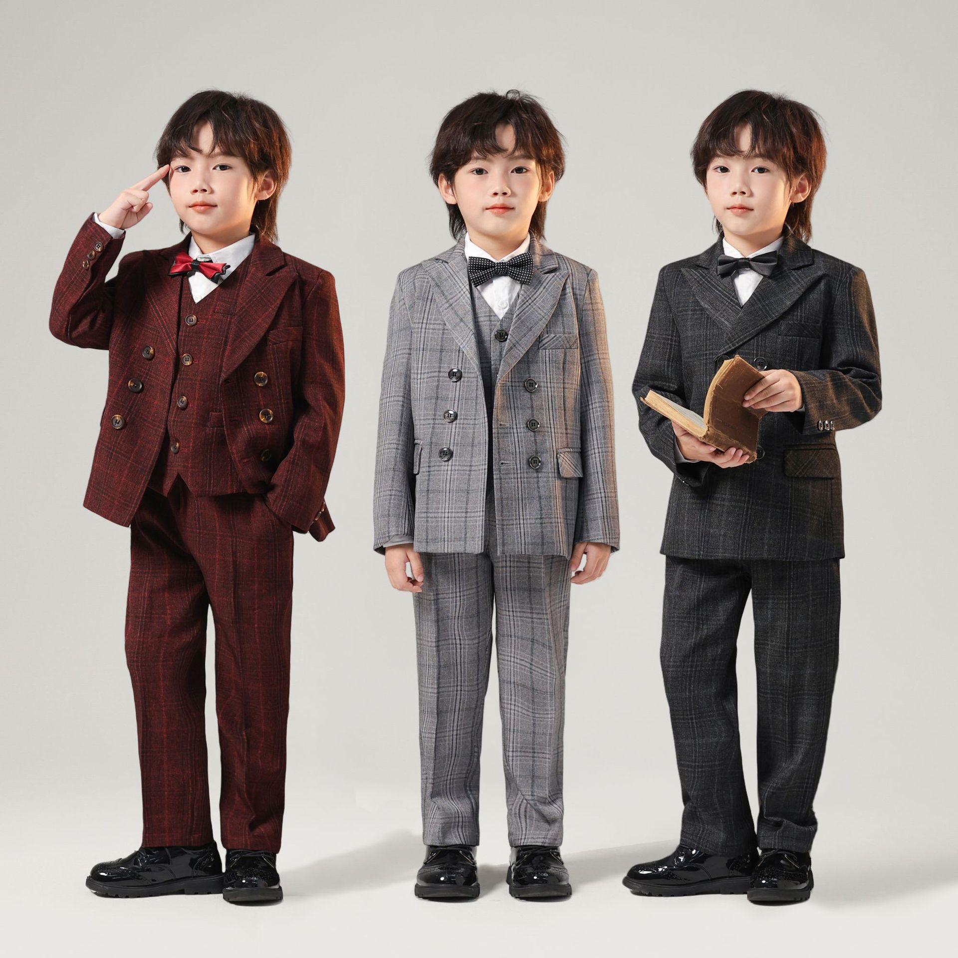 儿童西装休闲套装男童花童婚礼服钢琴演出表演服主持人小西服外套