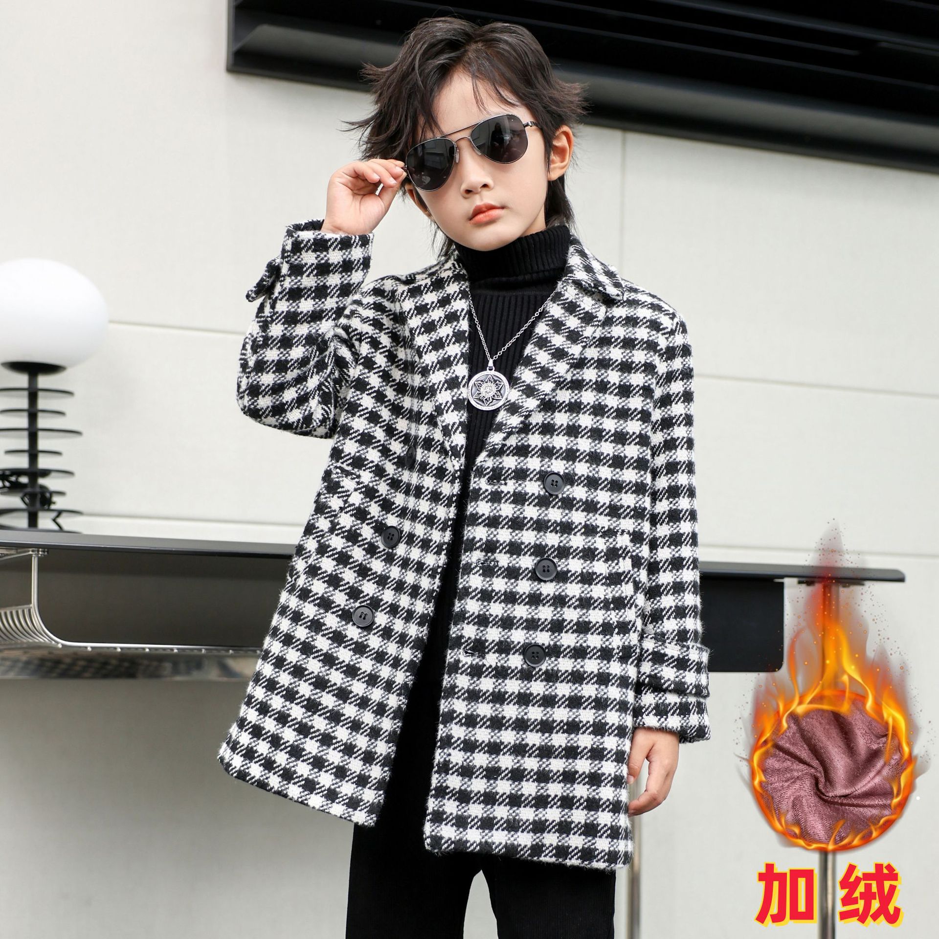 锦贵娇子呢大衣男童呢子大衣
