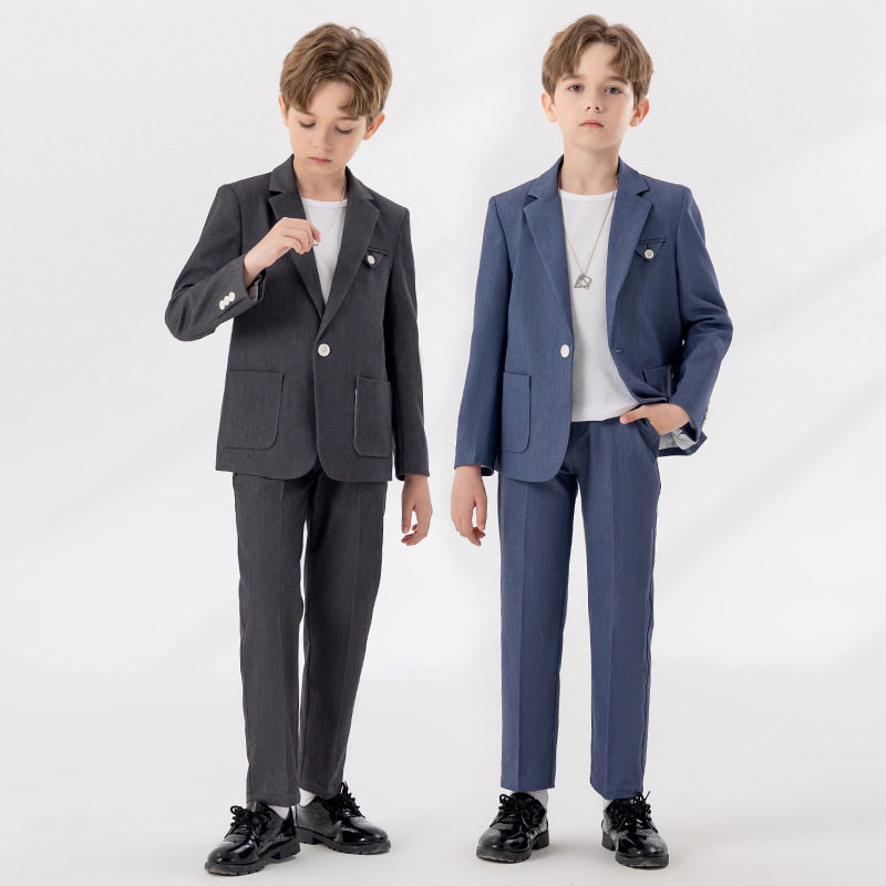 儿童休闲西装套装春夏男童英伦花童婚礼服中小童钢琴主持演出西服