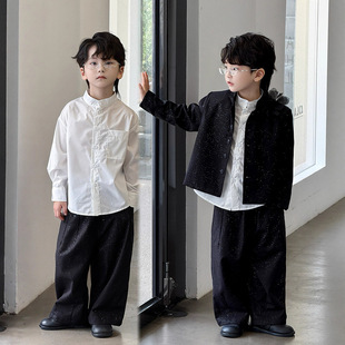 儿童时尚西装套装2025秋季亮片男童潮酷炸街走秀礼服主持人表演服