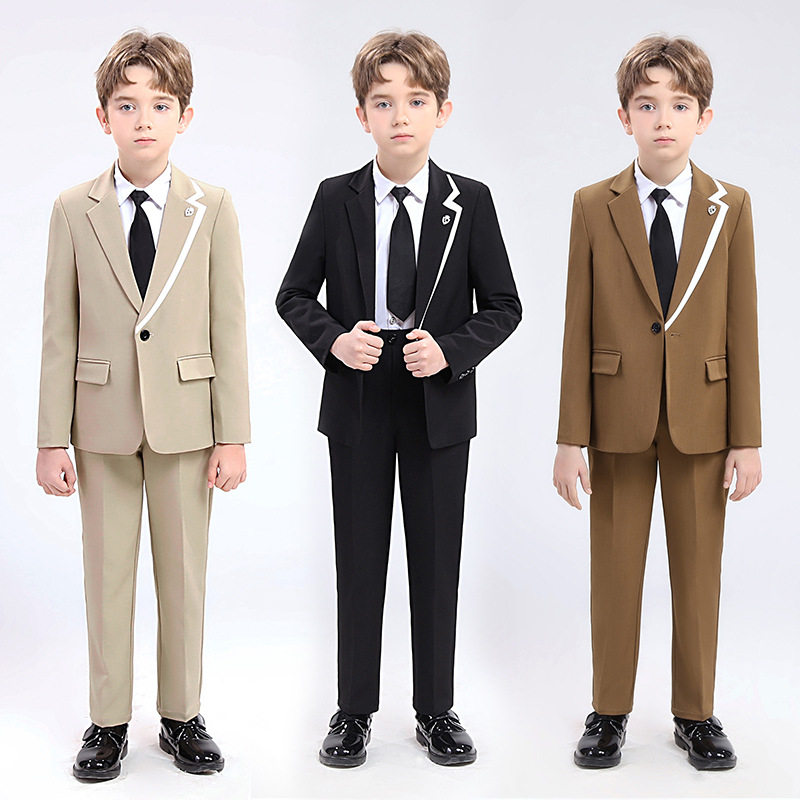 儿童西装礼服春秋款英伦绅士花童西服套装男童钢琴主持合唱演出服