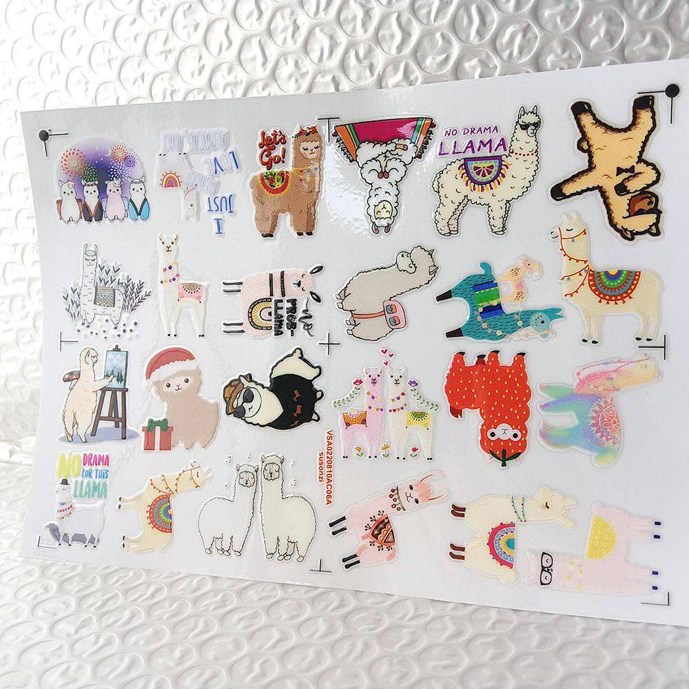 卡通羊驼镂空立体防水电动牙刷水杯装饰贴纸UV转印贴纸水晶标定制