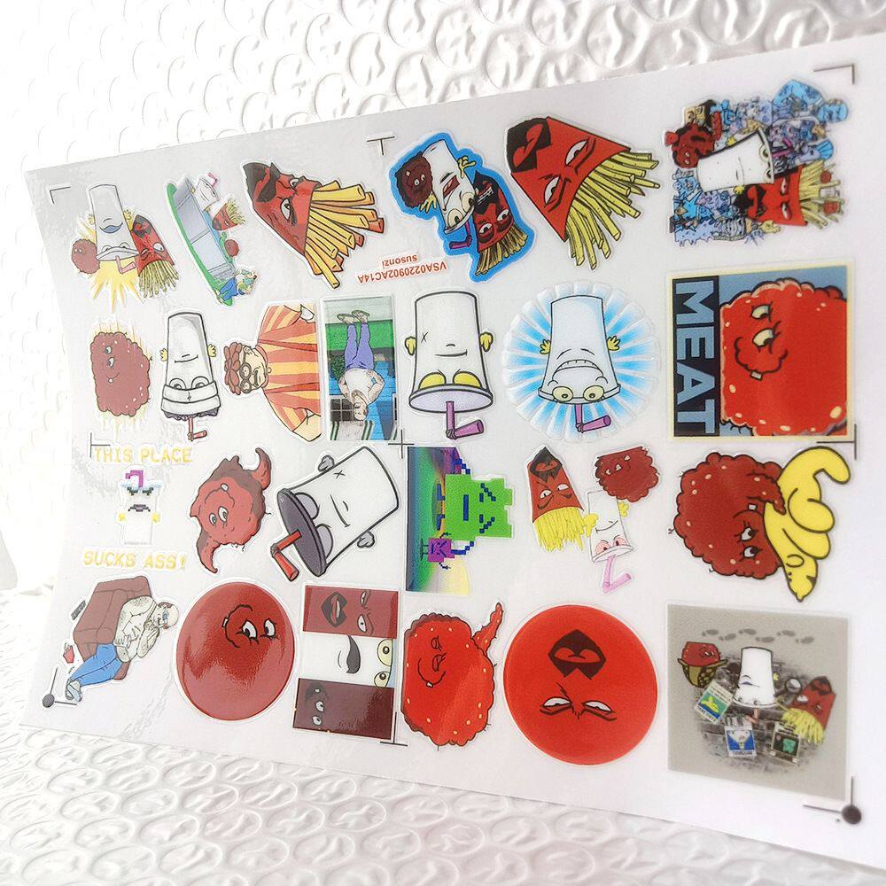 卡通可乐薯条镂空立体防水笔牙刷水杯装饰贴纸UV转印贴水晶标定制