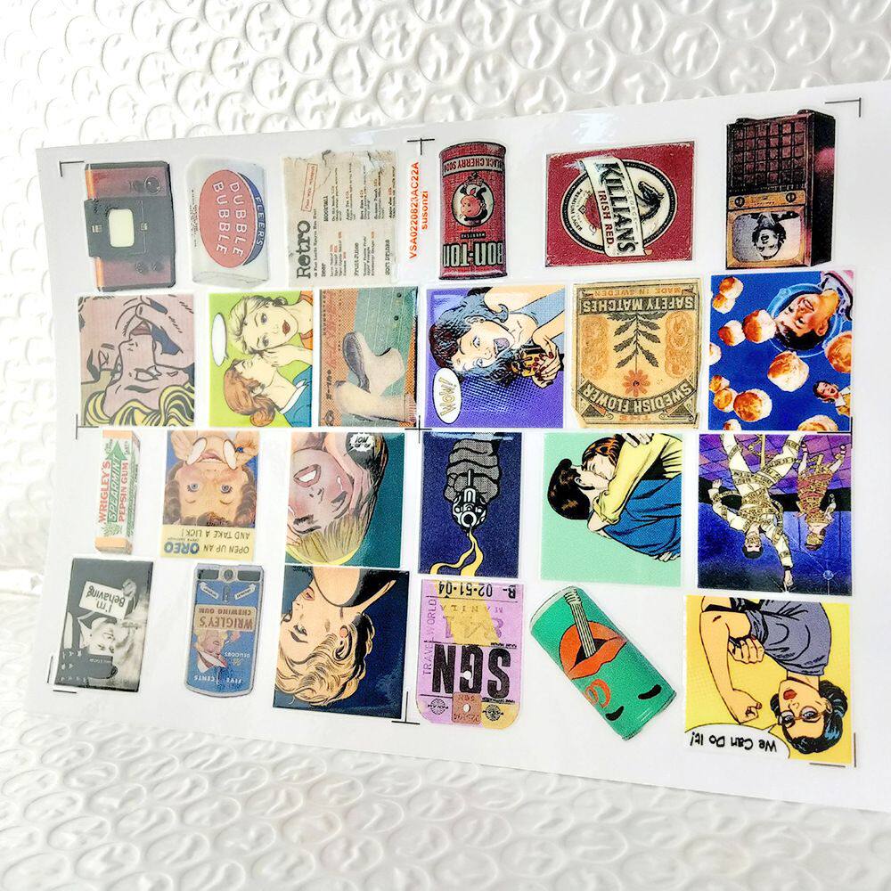 美式复古海报镂空立体防水牙刷水杯装饰贴纸UV转印贴纸水晶标定制