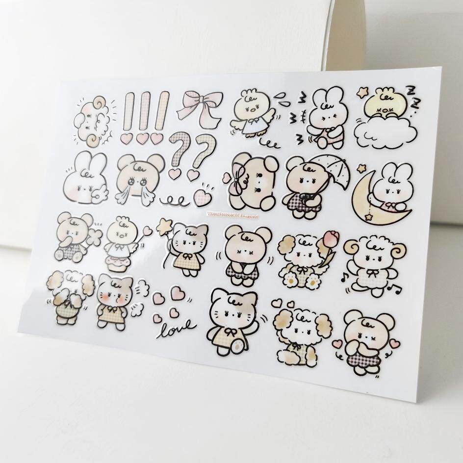 咖啡店兔兔镂空立体防水笔保温杯装饰贴纸UV转印贴水晶标定制