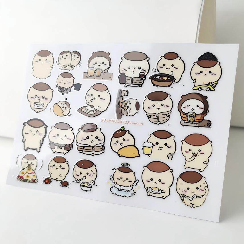 栗子馒头镂空立体防水手帐笔保温杯装饰贴纸UV转印贴水晶标定制