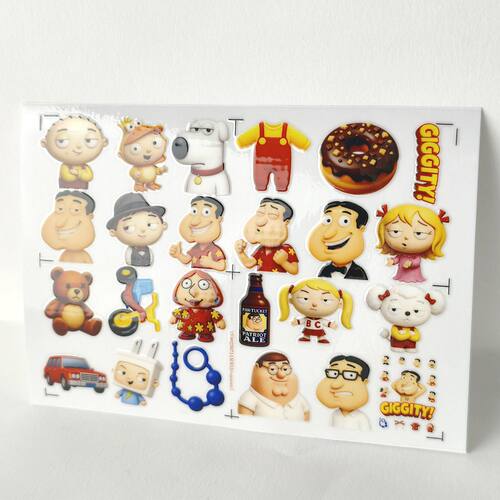 斯特威格里芬Stewie镂空立体防水手账贴纸透明本UV转印贴水晶标签