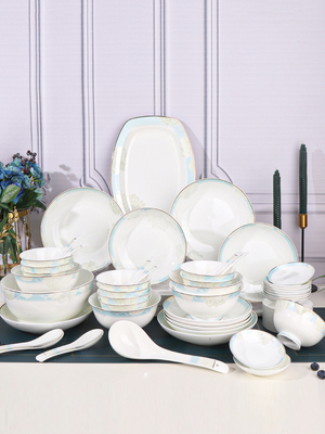 顺祥研色陶瓷轻奢碗碟套装家用2025新款高级感高温骨瓷餐具乔迁碗