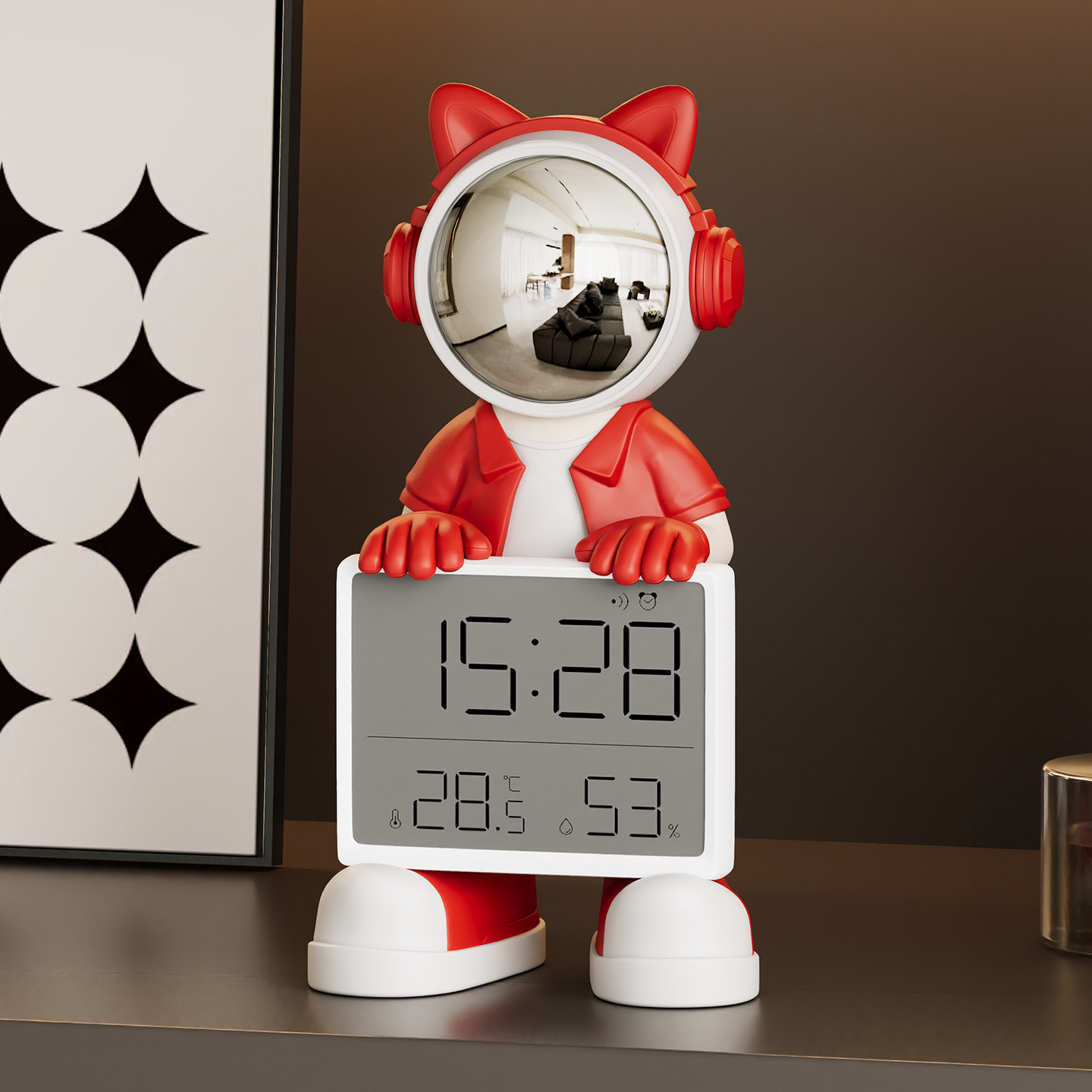 太空人宇航员时钟摆台式桌面客厅室内温湿度计家用电视柜装饰摆件,家居饰品,装饰摆件,淘宝优惠券,粉丝福利购,淘宝优惠卷