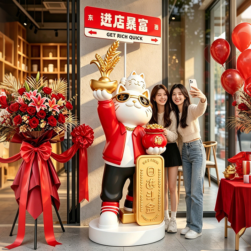 新店开业礼物路牌招财猫图片