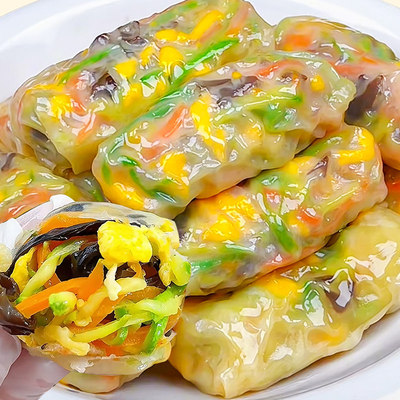 三鲜蔬菜卷半成品营养低脂早餐代餐春卷速冻半成品薄皮素菜包子