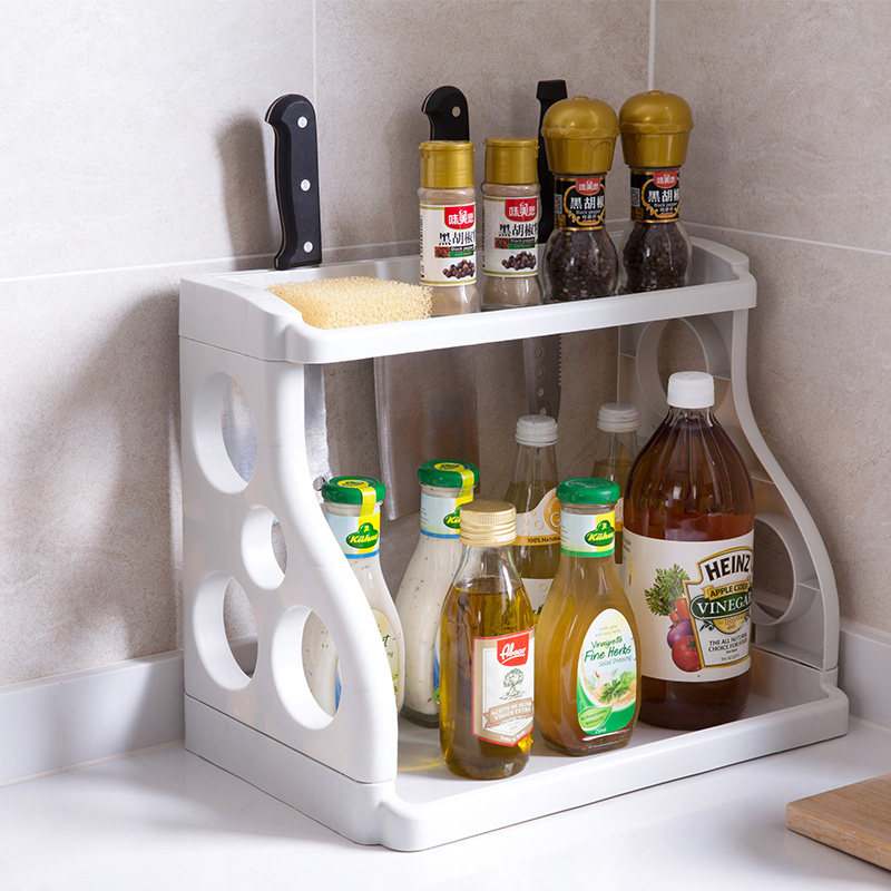 household double-deck kitchen Shelf flavoring Storage rack to ground Plastic Tool carrier Spice rack Condiment Shelfin the Kitchen/Cooking utensils , Kitchen Gadgets/Kitchen storage , Kitchen storage rack/Kitchen Shelf , Kitchen Shelf/Angle Brackets  category - from Buy2taobao.com to provide professional Taobao agent buy service