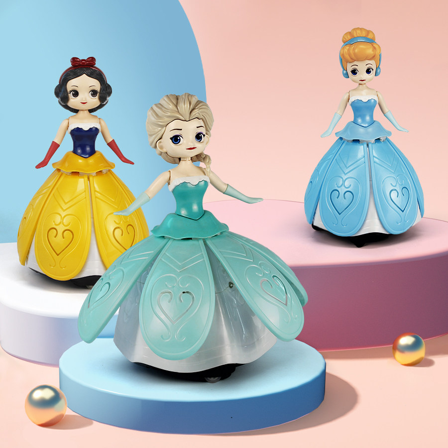 儿童电动旋转会唱歌跳舞的艾莎白雪苏菲娅公主婴幼儿音乐灯光玩具