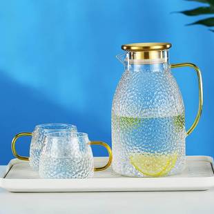 竹官冷水壶玻璃耐高温家用大容量凉水杯泡茶壶套装耐热防摔扎壶开