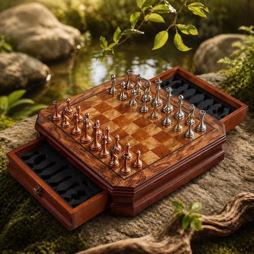 儿童木质国际象棋豪华复古礼物