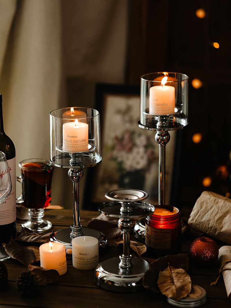 复古烛台香薰蜡烛家用烛光晚餐道具浪漫摆件蜡烛台座餐桌装饰品