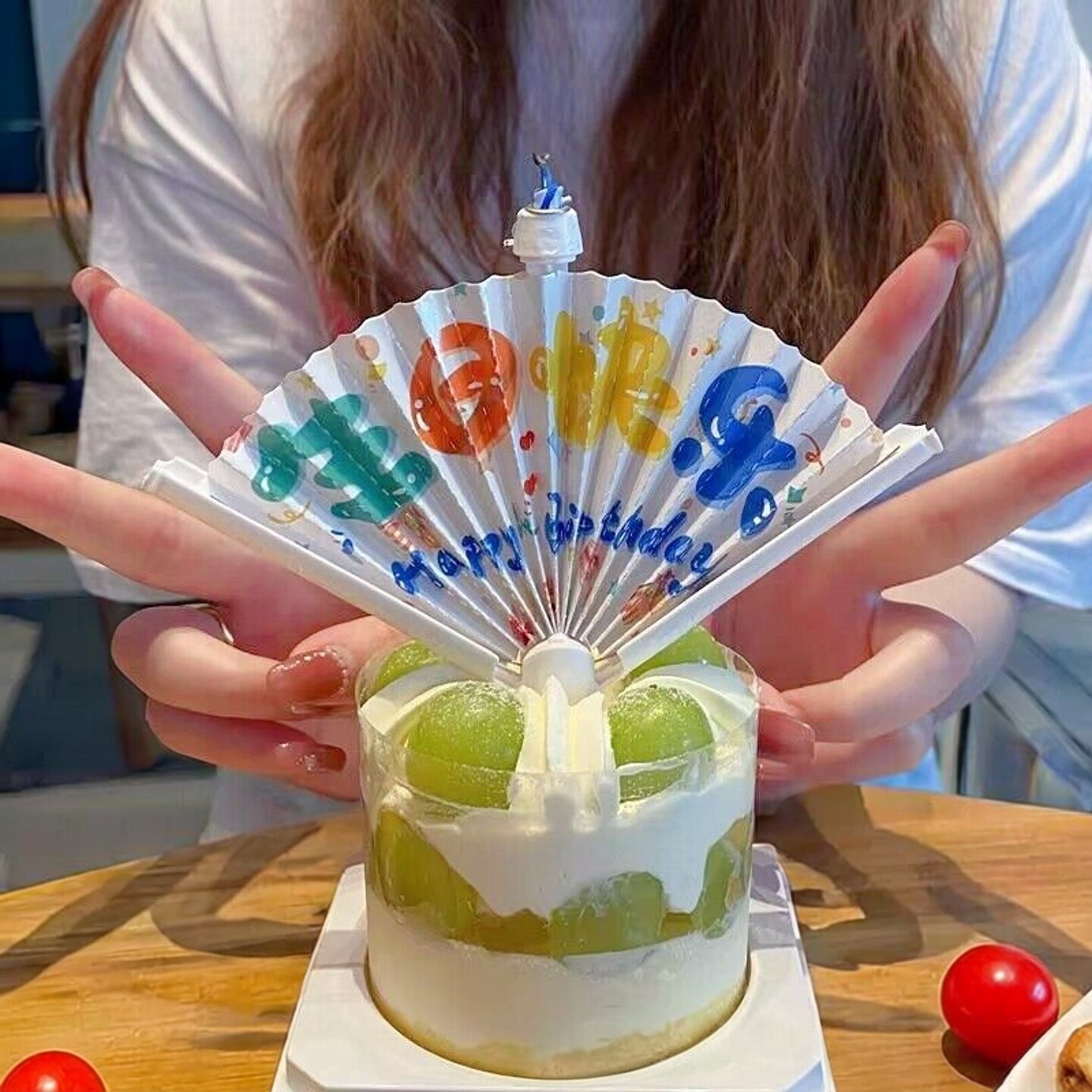 网红扇形小丑生日蜡烛蛋糕装饰