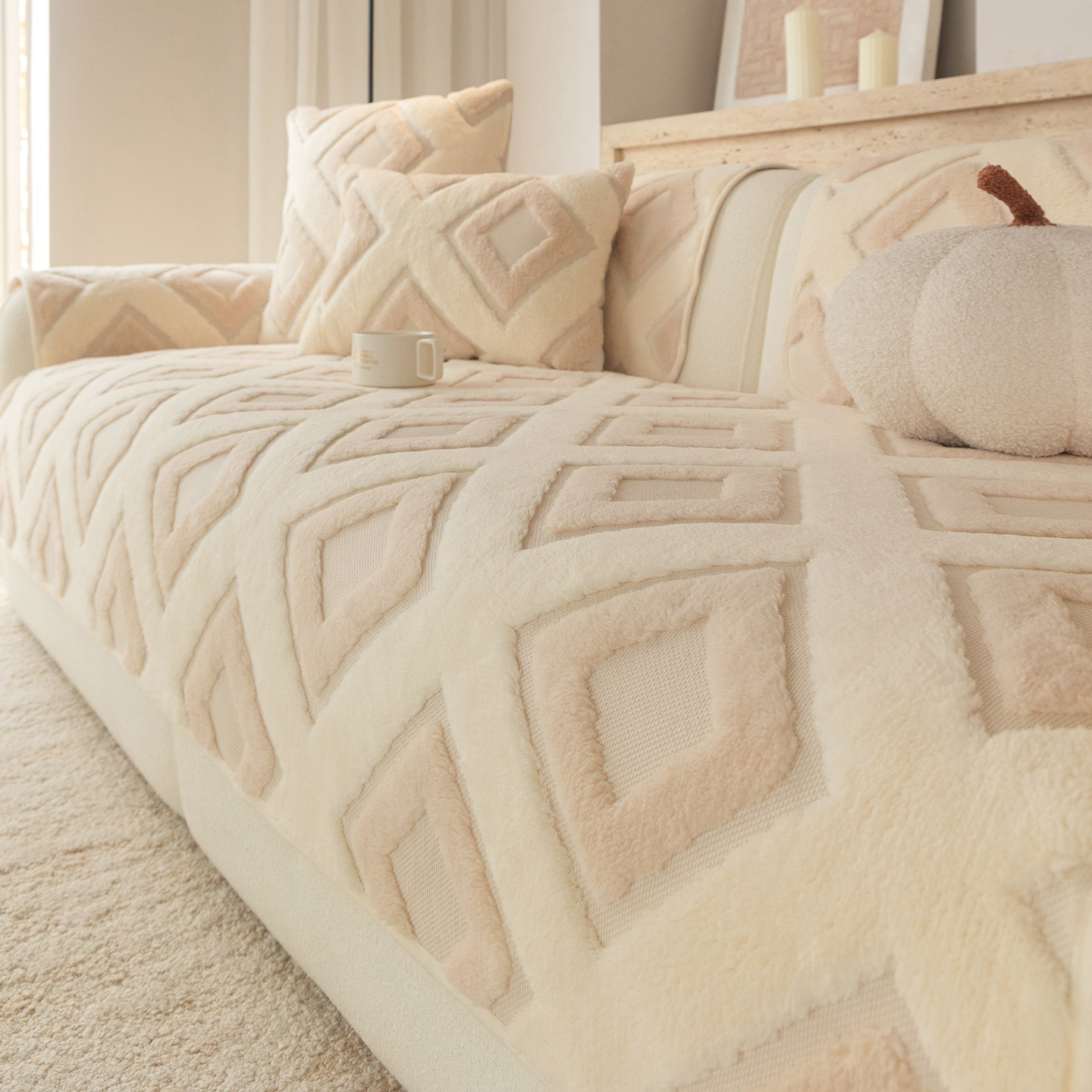 秋冬毛绒沙发垫2025新款轻奢高级感固定防滑沙发坐垫子盖布巾套罩,居家布艺,沙发垫,淘宝优惠券,粉丝福利购,淘宝优惠卷