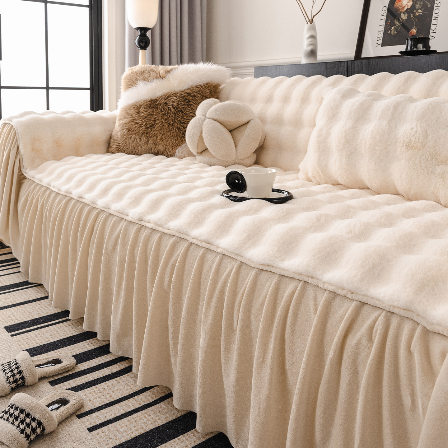 冬季毛绒沙发巾一整张全盖2025新款防滑坐垫子套罩沙发垫盖布巾,居家布艺,沙发垫,淘宝优惠券,粉丝福利购,淘宝优惠卷