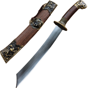 龙泉市藏龙刀剑龙虎短刀一体锻打花纹钢高硬度绣春刀唐横刀未开刃