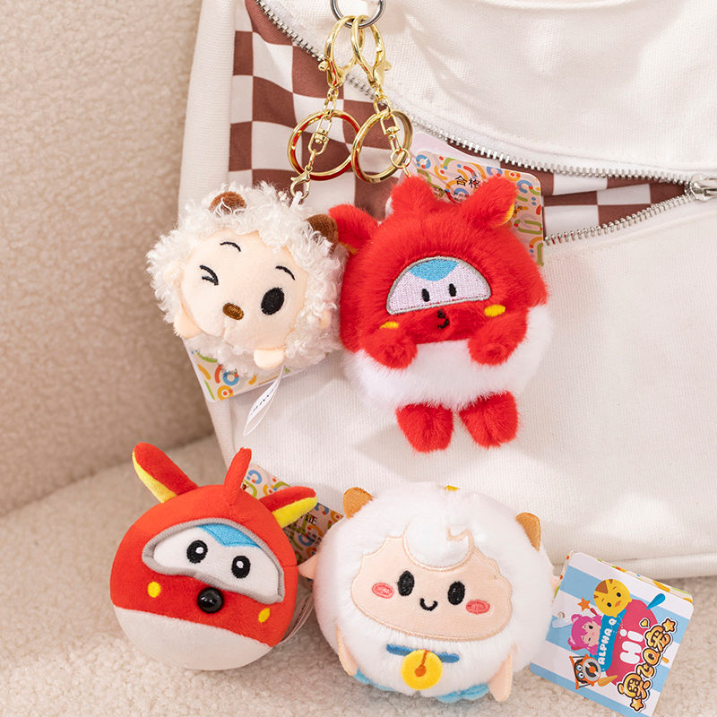 正版毛绒小挂件喜羊羊学生书包挂饰超级飞侠乐迪钥匙扣生日礼物女