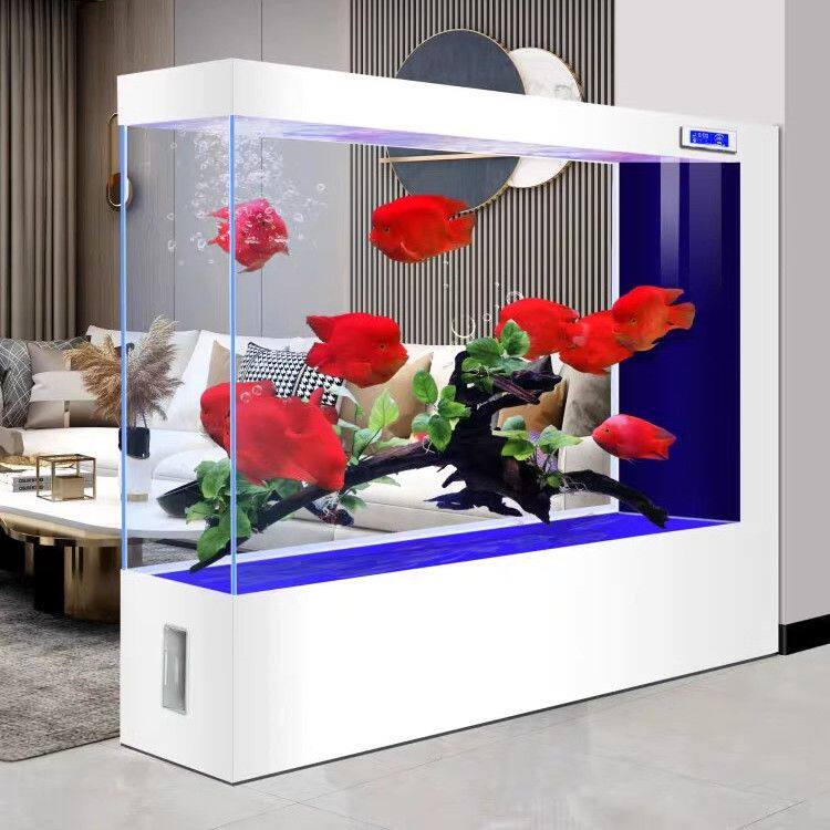 超白玻璃方形鱼缸客厅家用新款屏风隔断免换水族箱懒人生态金鱼缸