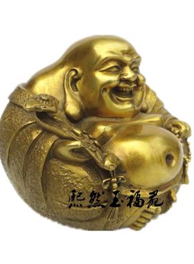 像纯铜如饰意弥勒佛摆汽车摆件黄铜笑佛古玩风水家居JGL装工艺品