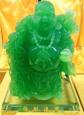 招财弥勒佛玻璃底座家居玄关酒柜装饰摆件庆典赠品树脂工艺礼品