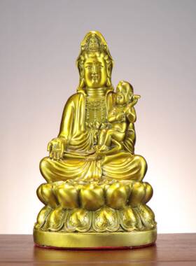 铜坐观黄音摆件铜观音菩萨佛像摆件莲家用子供EMZ奉观世音娘娘送