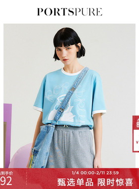 【大F推荐】宝姿PORTSPURE女装秋季休闲卡通短袖T恤RP3N015NCC135