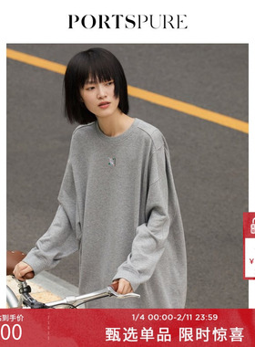 PORTSPURE女装刺绣廓形运动休闲卫衣RP3N001NCC130