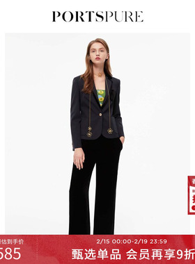 宝姿PORTSPURE女装简约通勤绵羊毛舒适休闲修身西服RT3J036TWF100