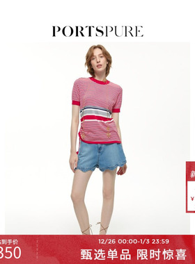 【博主推荐】宝姿PORTSPURE女装夏季花边牛仔短裤RT8P026NDC018